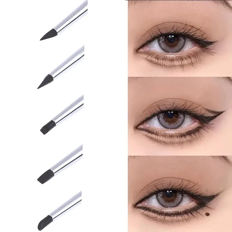 【Kuas Eyeliner Silikon Hitam Kuas Lipstik Alis Serbaguna Mudah Digunakan Pena Lukis Kuku Rias Pembentuk Mata】 — image 4