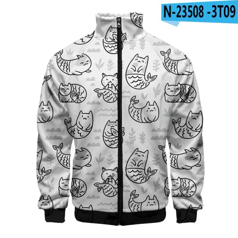 Popular Marine animals dolphin 3D Print Zipper Raglan Jacket Windbreaker Boys/Girls Comfortable Stand Collar Jackets Coats — image 34