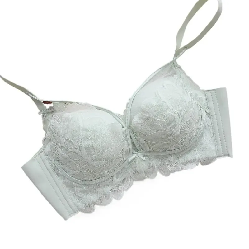 French Garden MOYISU Set reggiseno in pizzo 32-38 AB Coppa sottile senza fili Push Up Anti-cedimento セクシー Lingerie di supporto adatta a busto piccolo — image 4