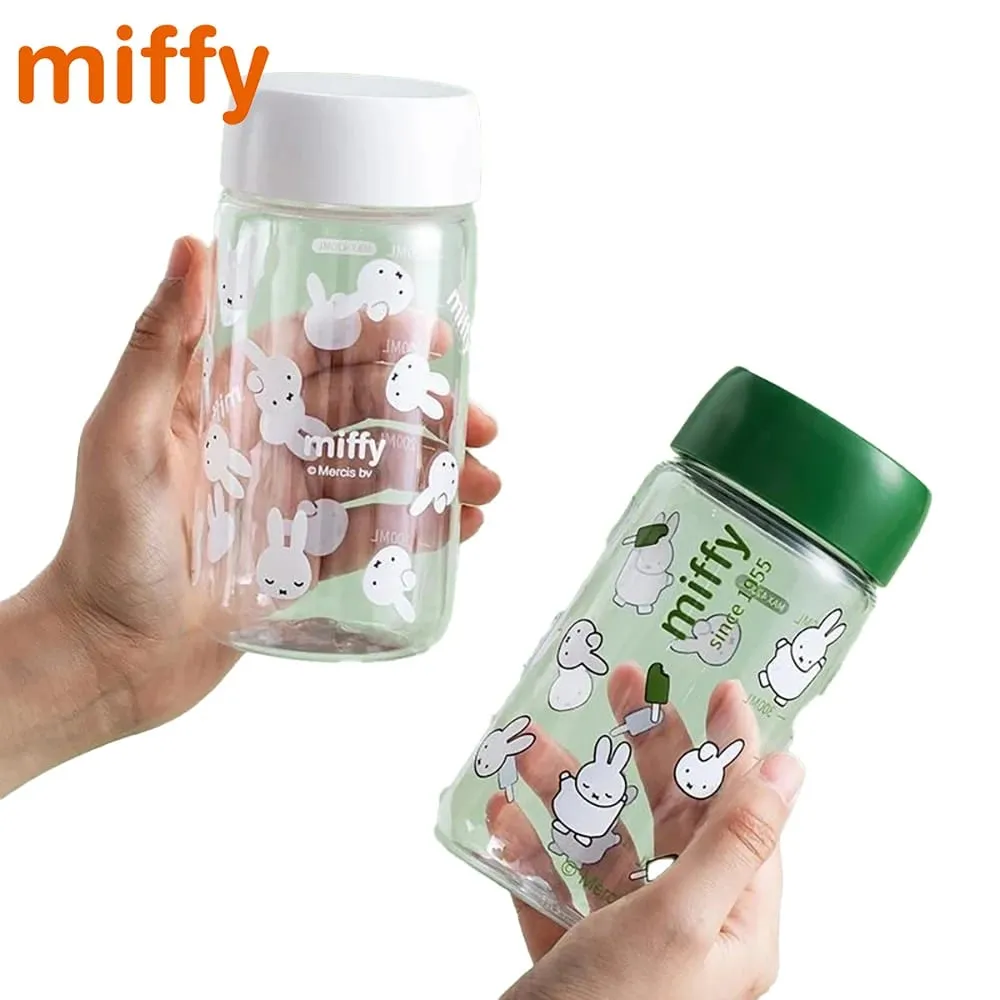 Kawaii Miffy Söt sommarvattenkopp tecknad kanintryck Enkel stil Transparent plast Bärbar kaffekopp flickpresent — image 1