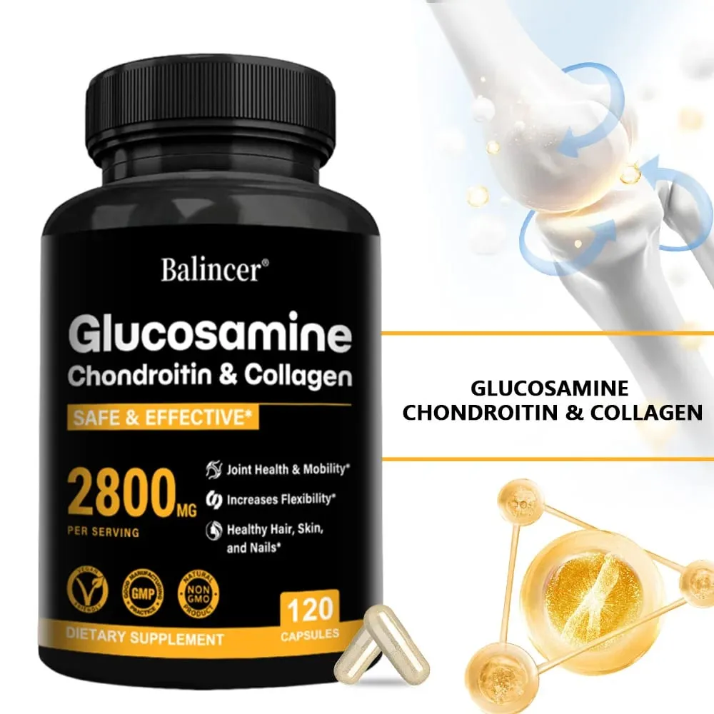 Glucosamin Chondroitin MSM Kapsler Ledstøttetilskud Støtte Bruskfleksibilitet Knoglestyrke & hår Hud Negle — image 1
