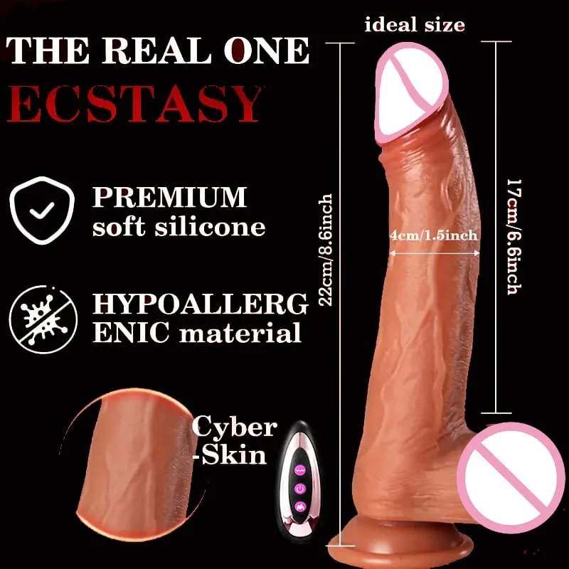 Dildo Vibrator Realistik Teleskopik Penembusan Faraj Wanita Melancap Palam Dubur Zakar Dipanaskan Bergetar Mainan Seks untuk Wanita — image 9