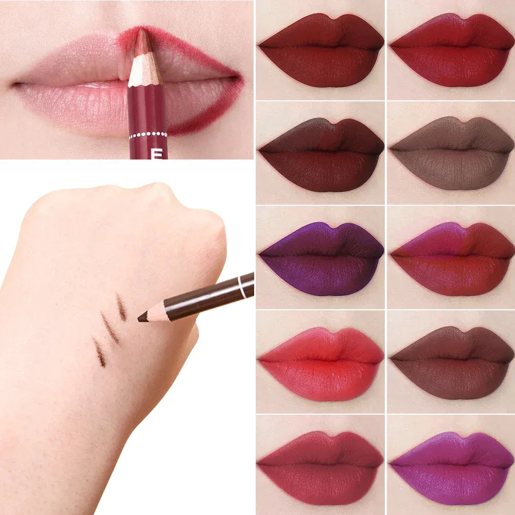 Waterproof Lip Liner Matte Nuede Red Long Lasting Makeup Pens Non-stick Cup Lipstick Women Party Makeup Lip Cosmetics — image 3