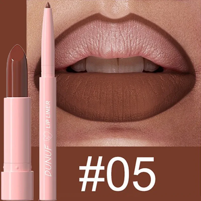 2 ชิ้น/เซ็ตลิปสติก + Lip Liner แต่งหน้าชุด Matte Nude ยาวนานกันน้ำไม่ย้อมสี Tapered Nib Lip Contour ปากกา lip เครื่องสำอาง — image 11