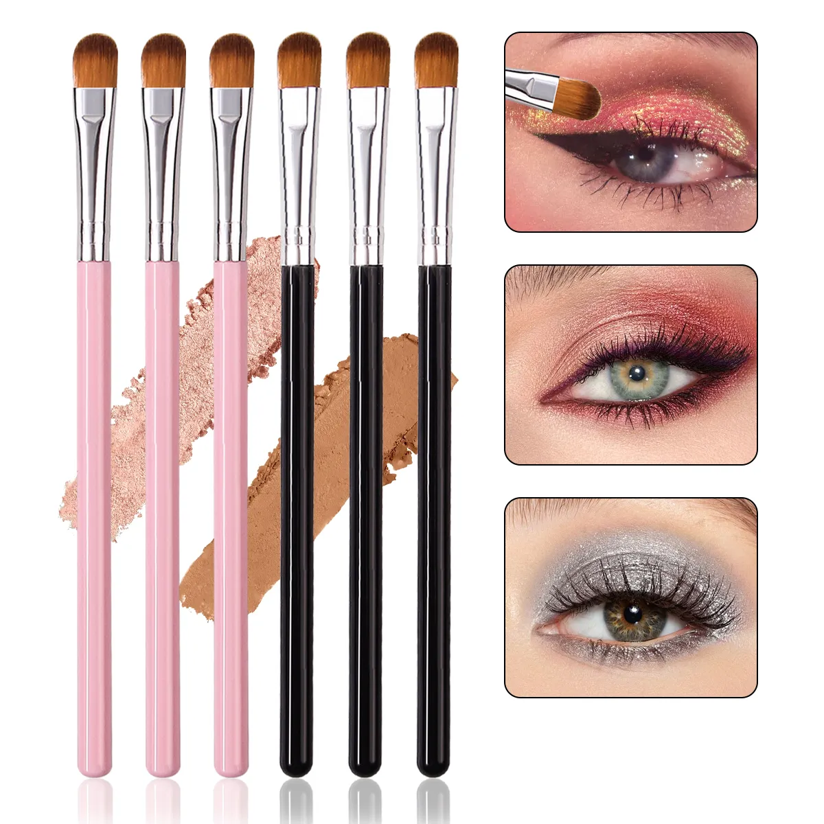 6PCS 다기능 아이 섀도우 브러쉬 세트 정밀 디테일링 컨실러 메이크업 및 네일 아트 도구 용 블렌딩 쉐이딩 브러쉬 — image 1
