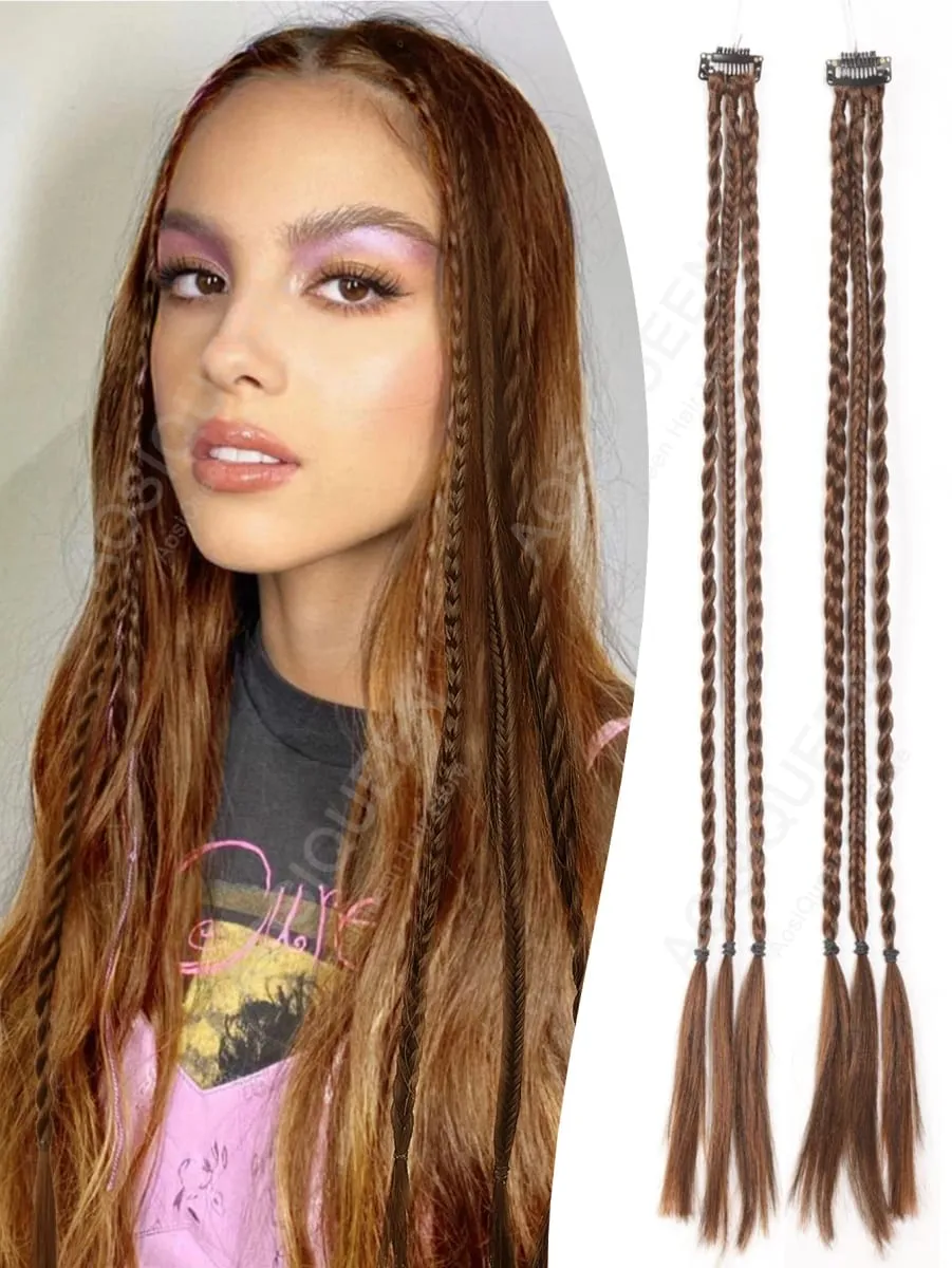 Peruca sintética de trança com clipe BB forte, caixa leve, trança de rabo de cavalo, peça de cabelo para mulheres, 1/2 unidades