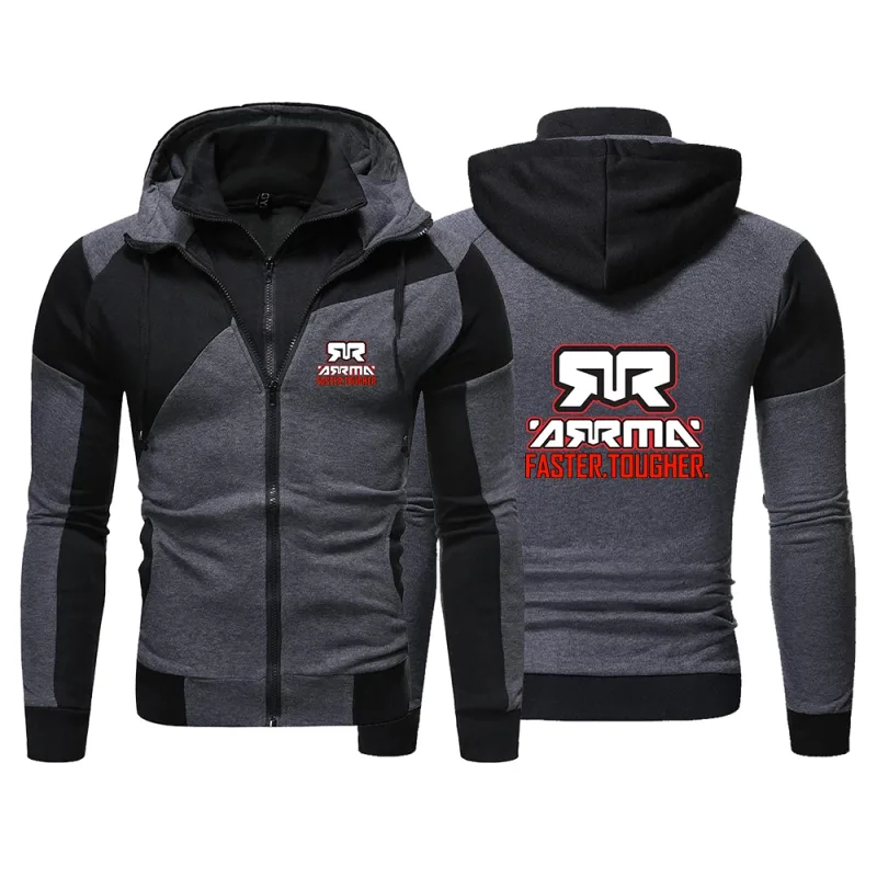 Rc เสื้อกันหนาวมีฮู้ดลายขวางสำหรับผู้ชายเหมาะสำหรับแจ็คเก็ตฮู้ดในฤดูใบไม้ผลิและฤดูใบไม้ร่วง