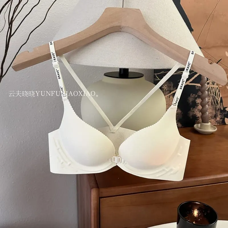Set di lingerie senza schienale con chiusura frontale con set di reggiseno confortevole e senza fili, anti-cedimento, edificante, con busto piccolo. — image 7