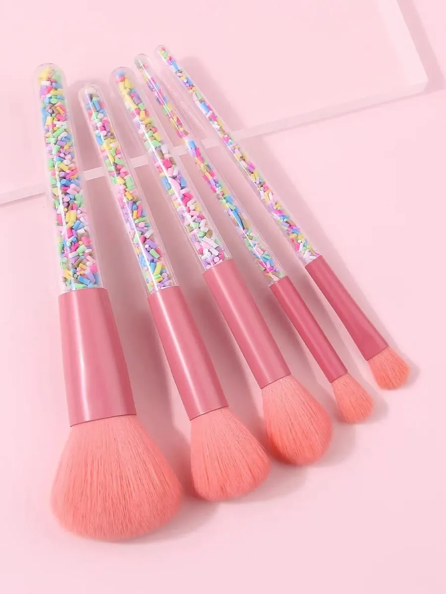 Sada 5 ks růžových štětců na make-up Sada měkkých kosmetických štětců pro líčení obličeje a očí pro začátečníky Denní kosmetické nástroje pro líčení — image 3