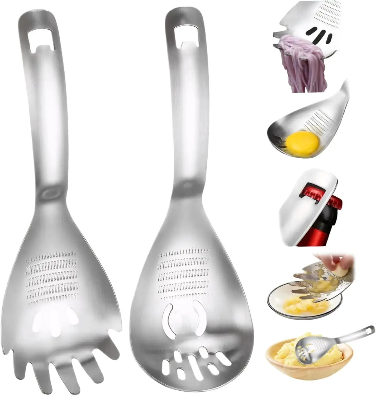 Râpe à ail et gingembre en acier inoxydable, cuillère à broyer multifonctionnelle, séparateur de soupe aux œufs, ustensiles de cuisine — image 2