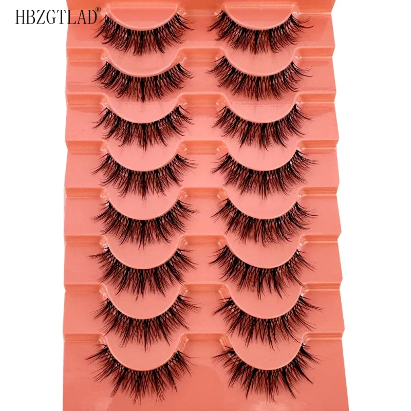 7/8 Paar Katzenaugen-Wimpern, Manga-Wimpern, 3D-Wimpern mit klarem Band, natürlich, halbe Wimpern, verlängerte Nerz-Wimpern, flauschige Wimpern — image 21