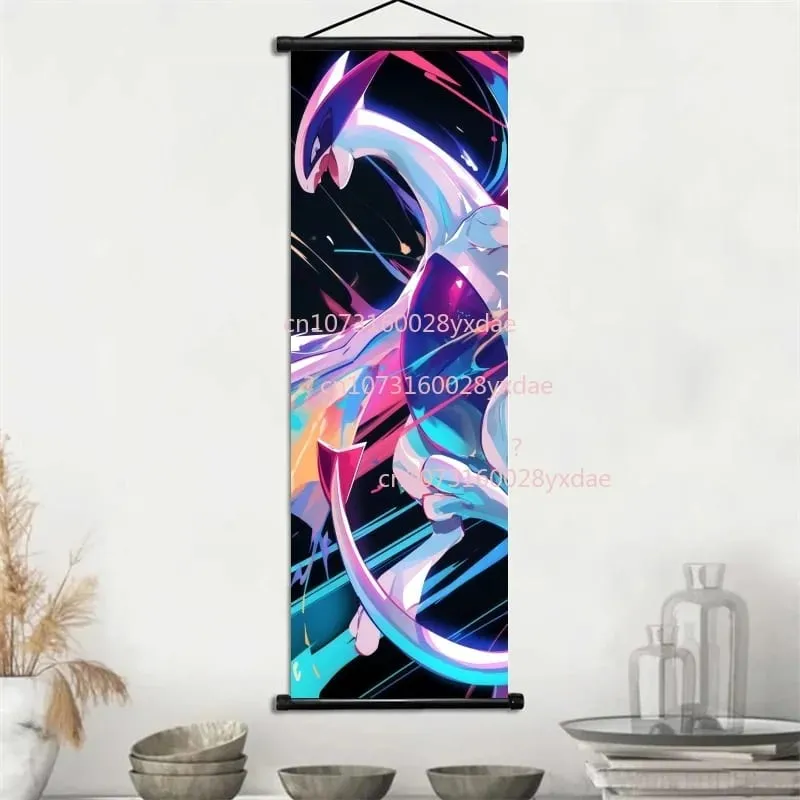 Anime-gedrucktes Pokemon-Poster, Cartoon-Wandkunstwerk, Gengar, Eichhörnchen, Bulbasaur, Pikachu, Hängerolle, Familienzimmer-Dekoration