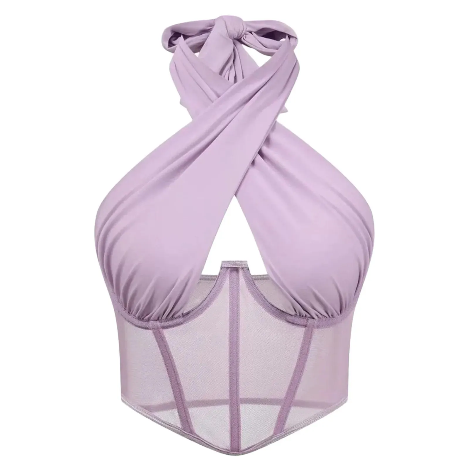 Frauen Ärmellose Fishbone Korsett Weste Solide Aushöhlen Cropped Top Sommer Halter-Backless Sexy Tops Y2k Camis Ropa De Mujer — image 6