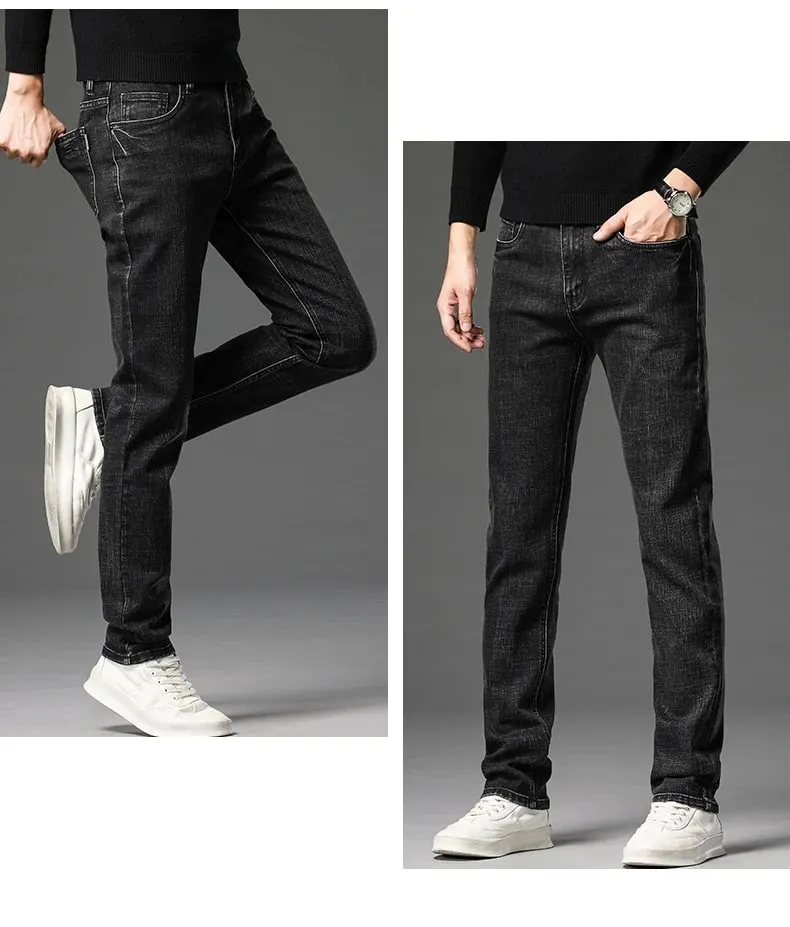 2024 Cotton Stretch Jeans Men Classic Retro Straight Slim Straight Trouser Male Korea Brand Clothing Denim Pants Plus Size 40 — image 9