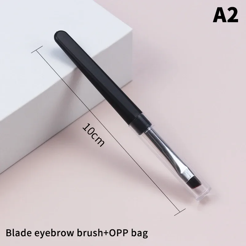 ★▲1PC bærbare øjenskygge makeup børster Rejsestørrelse Makeup børster Øjenbryn Silikone Glit Essentielle kosmetiske værktøj med låg
