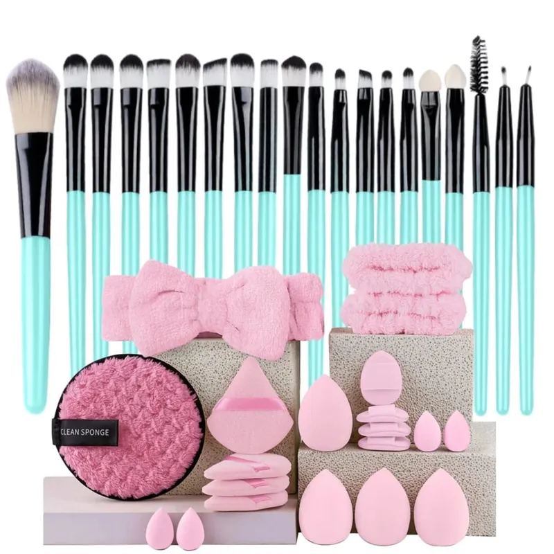 Set Berus Mekap Premium Synthetic Kabuki Foundation Concealers Powder Blush Blending Face Eye Shadow Brush Set — image 17