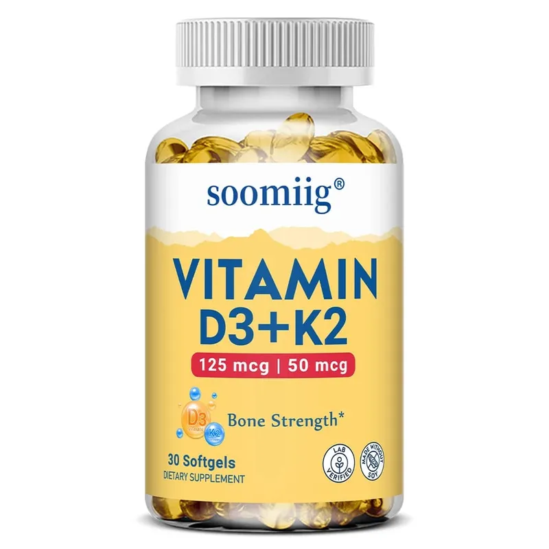 Vitamin D3 K2 - Bone Health & Immune Support Supplement - with 5000 IU Vitamin D and 50 Mcg Vitamin K2 Soy Free
