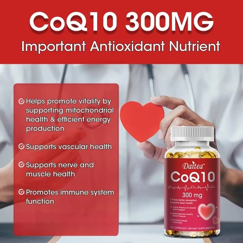 Il coenzima Q10 - 300 Mg supporta la capacità cognitiva energetica e la salute del cuore, del cervello e delle cellule L'antiossidante migliora la qualità del sonno — image 3