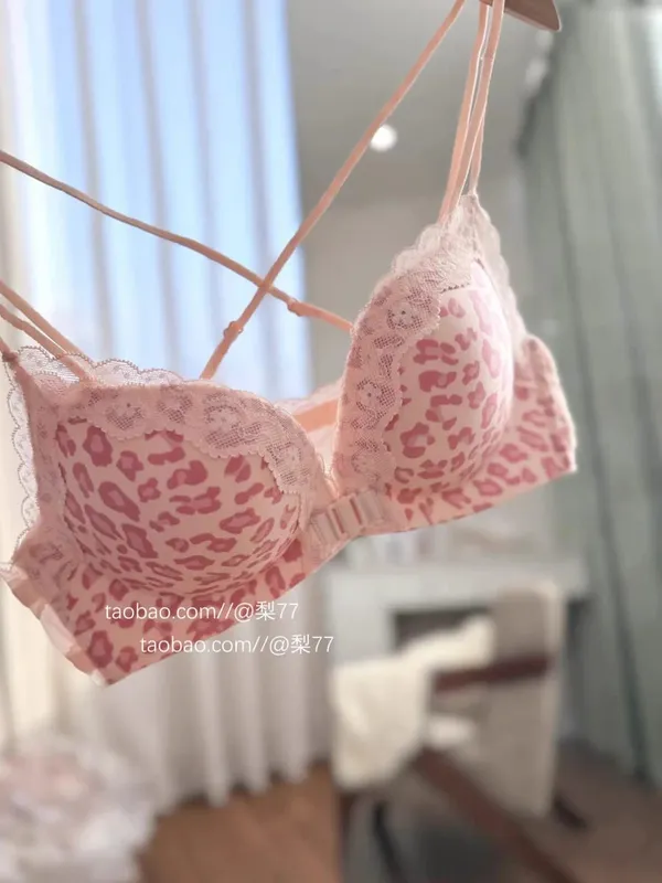 BH-Set mit Leopardenmuster und Knöpfen vorne, Push-Up, zierliche Damen, rückenfrei, sexy Dessous für Partys, Verschönerung der Brust, Größe S-XL