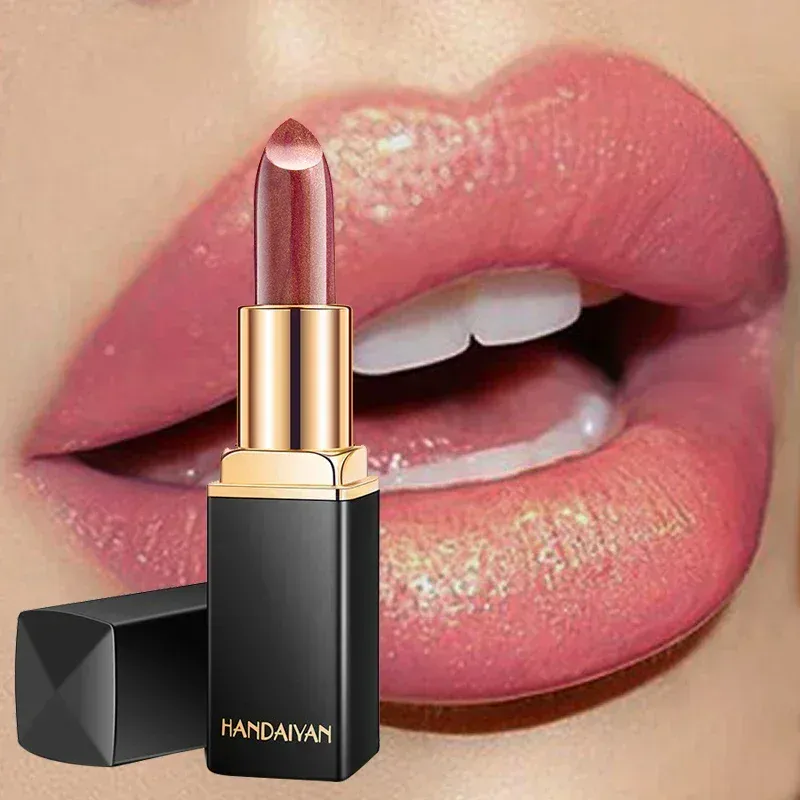 Značka Professional Lips Makeup Voděodolný Shimmer Dlouhotrvající pigment Nude Pink Mermaid Shimmer Lipstick Luxusní kosmetický make-up — image 2