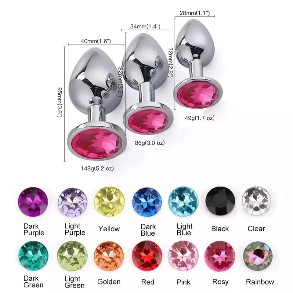 Anal Plug 3 Boyutları Paslanmaz Acemi Kristal Butt Plug Anüs Mastürbasyon Stimülatörü Yapay Penis Yetişkin Taşınabilir Seks Oyuncakları Adam Kadınlar Için — image 2