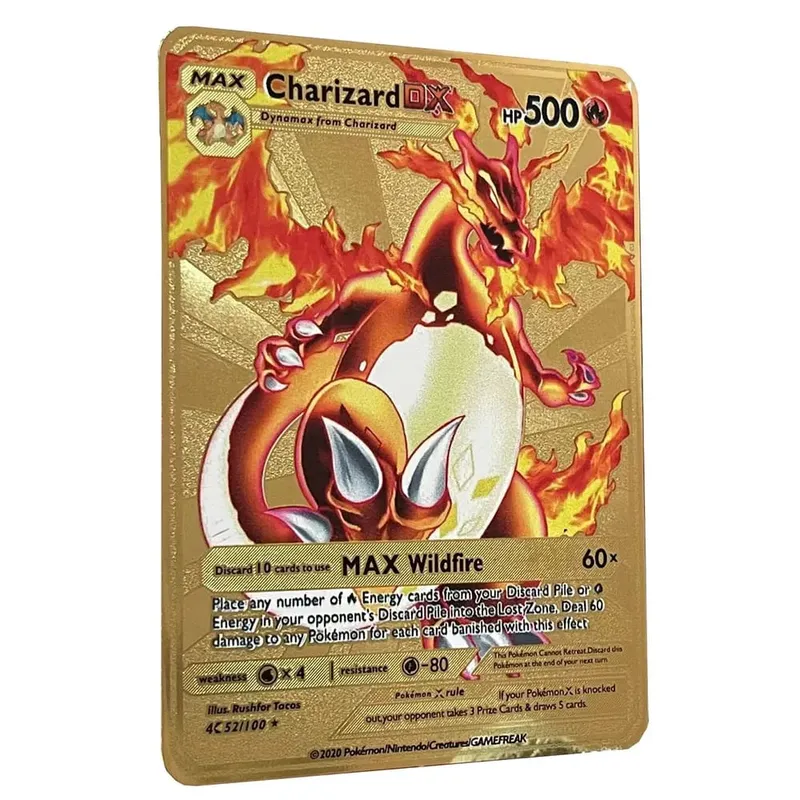 2025 NEU Pokemon Metallkarte 10000 Punkte Arceus Glurak Superkarte Golden English Mewtwo Vmax GX EX Anime Collection Cards Gif — image 12