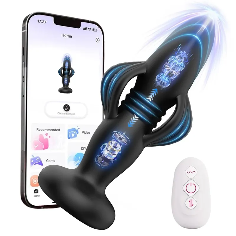 3-in-1 telescopico ed espandibile giocattoli anali butt plug massaggiatore prostatico plug anale vibratore giocattoli del sesso maschile IPX7 spinta impermeabile