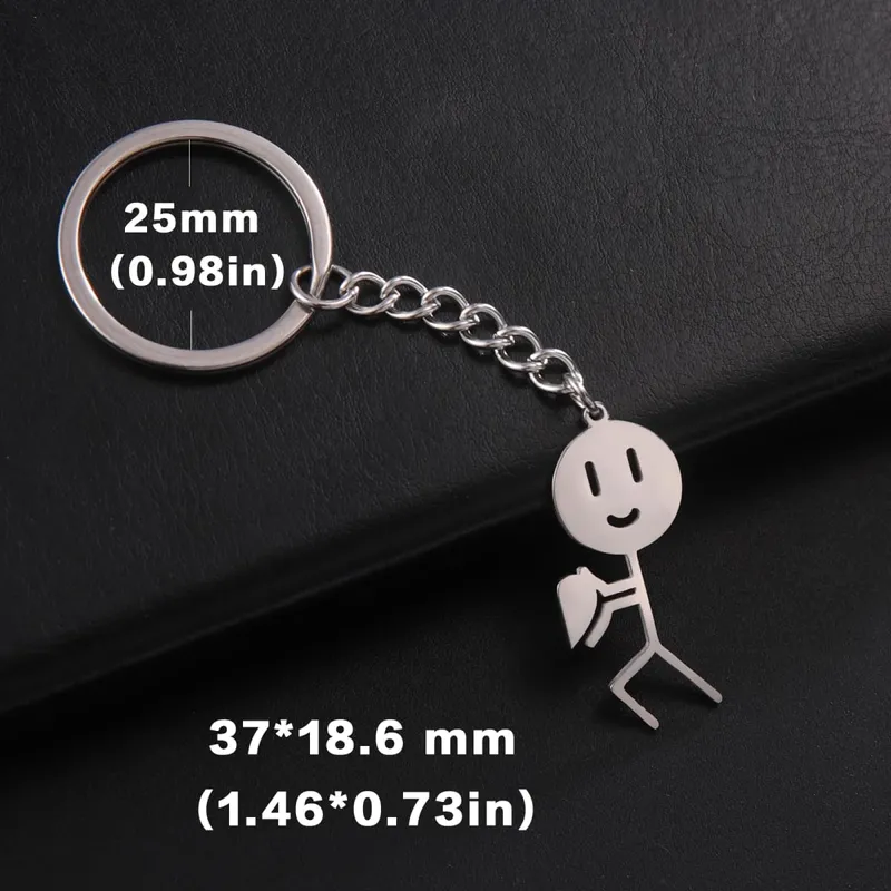 Teamer ตลกนิ้วกลาง Stickman พวงกุญแจ 2026 แนวโน้มน่ารักกระเป๋าจี้รถคู่ใหม่ Trinket ของขวัญพวงกุญแจ — image 14
