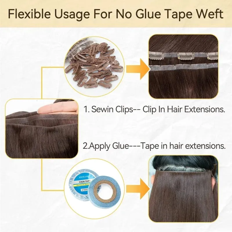 Injected Tape In Hair Extensions Invisible Long Tape PU Weft Human Hair Bundles Natural Hair Extensions 12-22 inch Thick Ends