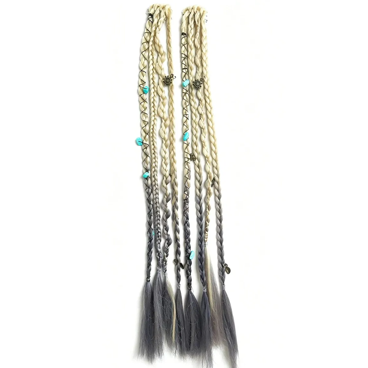 Box Braids Hair Extensions Pre-Braided Synthetic Colored Twist Braids with Hair Accessories for Women Hip Hop Punk Festival