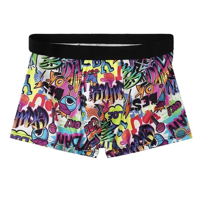 5 Stück zufällige atmungsaktive Boxer-Unterwäsche für Herren mit bunten Graffiti-Mustern, elastischem Bund, trendige und modische Unterwäsche — image 10