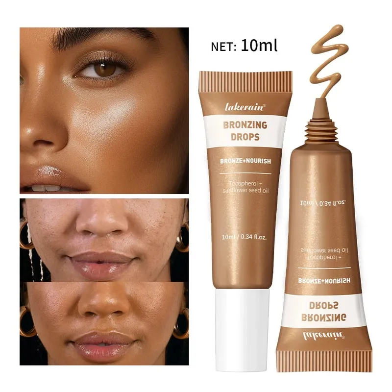 Kit duo de gouttes bronze et éclaircissantes, 2 pièces, ensemble de soins pour la peau, gouttes éclatantes et bronzantes, nourrit visiblement, éclaircit, hydrate, taille voyage, bronze