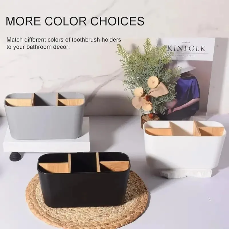Držák štětců na make-up s bambusem 5 slotů Oddělovače Víceúčelový štětec na make-up Comestic Tools Organizér pro stolní úložiště rtěnek — image 6
