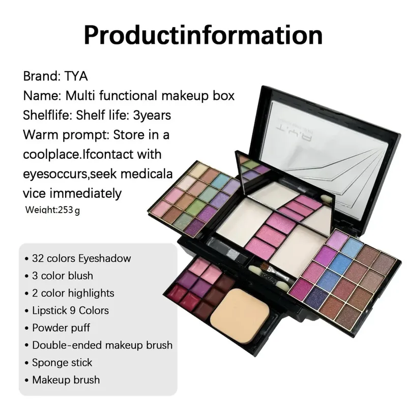 Make-up-Set, komplettes Set für Frauen, multifunktional, alles in einer Box, neue 46-Farben-Make-up-Palette für Gesicht, Lippenstift, Lidschatten, Augenbrauenpinsel — image 3