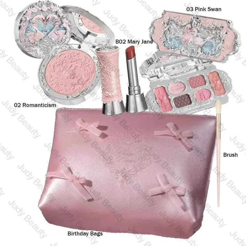 Make-up Flower Knows Set Shell Pearl Series Šestibarevná paleta očních stínů Embosovaná Blusher Shine Lipstick Kit with Bag All In — image 4