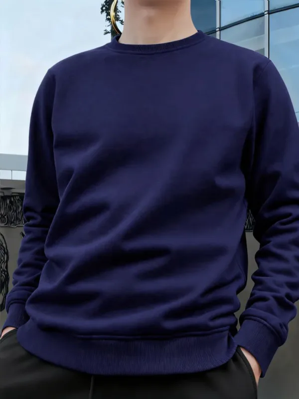 Jersey de cuello redondo para hombre, sudaderas grandes de Color sólido, camisetas para correr al aire libre para primavera y otoño, sudaderas con capucha informales para hombre, ropa de calle — image 2