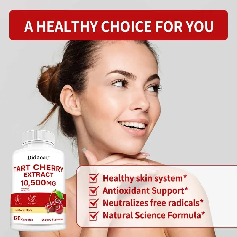 Tart Cherry 10 500 Mg | Maximum Potency | Non-GMO Gluten-Free | Tart Cherry Juice Extract Joint Skin Health — image 3