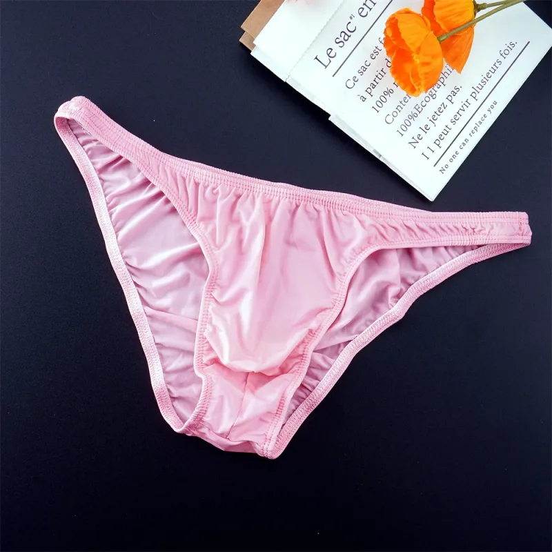 Man Solid Color Ice Silk Seamless Briefs Low Waist U Convex Male Panties Ultra-thin Underwear Elastic Quick Dry Breath Panty — image 15