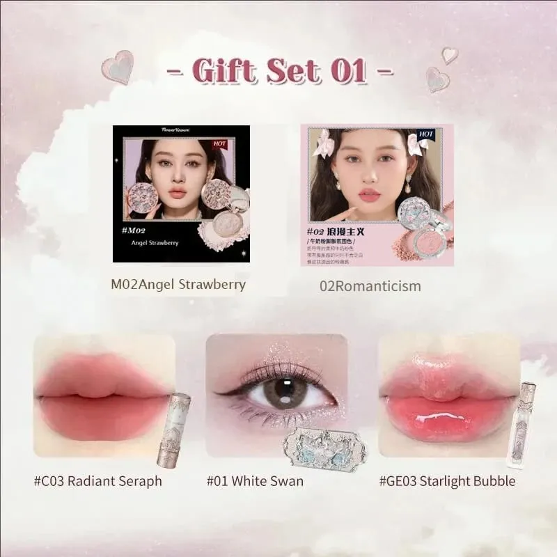 Flower Knows Makeup Kit Set regalo completo per trucco professionale Sirena Ombretto Angel Highlight Swan Rossetto Set da 5 pezzi