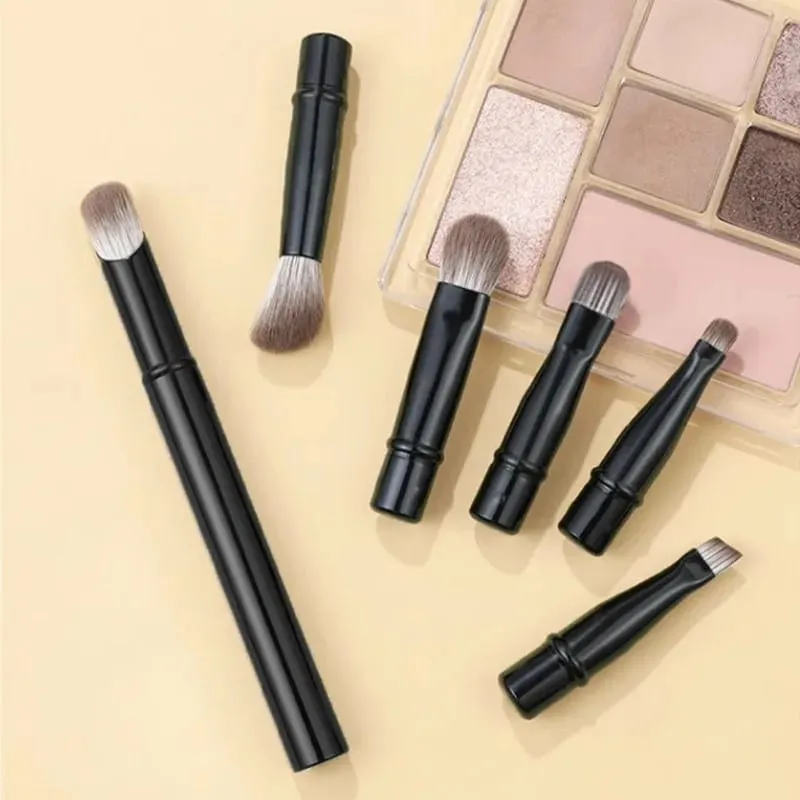 6pcs Portable Mini Makeup Brush Set with Detachable Travel Contour Concealer Brush Eyeshadow Brush and Double-ended Makeup Brush — image 5