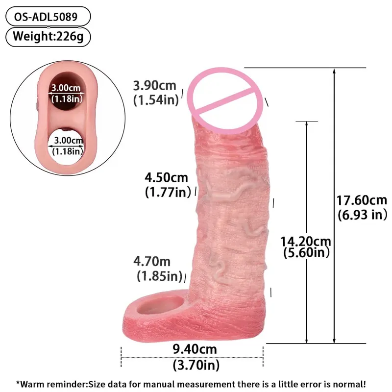 7.2in สมจริงอวัยวะเพศชาย Reusable อวัยวะเพศชายกับแหวนซิลิโคนอวัยวะเพศชาย Enlarger ชายผู้ใหญ่ของเล่นสำหรับชาย — image 13