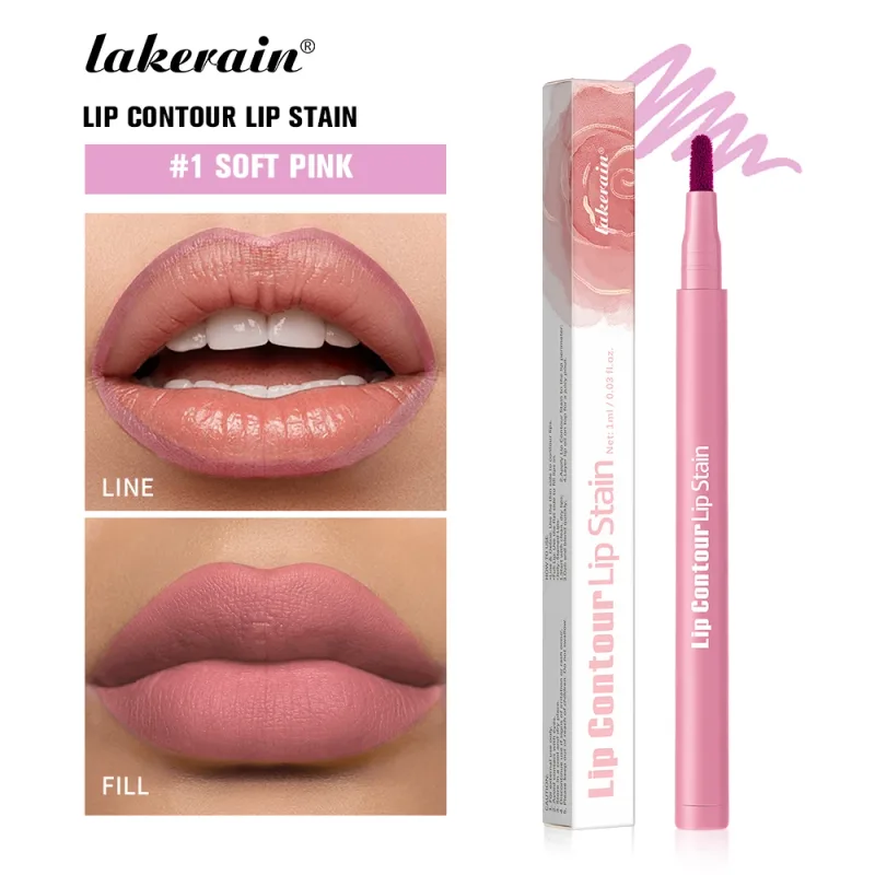 Lakerain Lip Contour Lip Stain ปากกา Smudge-proof Non-Stick CUP Moisturizing Lip แต่งหน้าเครื่องสำอางค์ 2-in- 1 Lip Stain & Liner — image 9