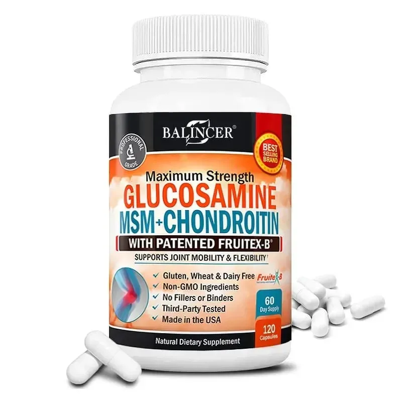 Glucosamine Chondroïtine MSM - Supplément de soutien articulaire pour hommes et femmes - Soulage l'inconfort articulaire 30/60/120 Capsules NON-OGM