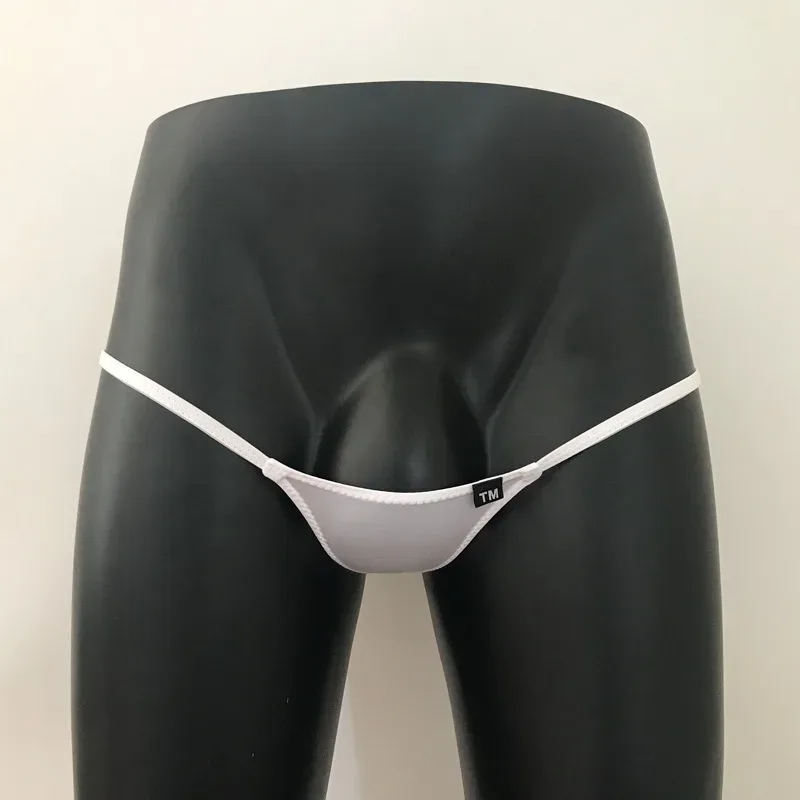 Low Waist Sexy Ice Silk Men's Bugle Pouch Thongs Thin Briefs Hot Micro Male Tight T Pants Encapsulated Tight Fitting Underwear — image 5