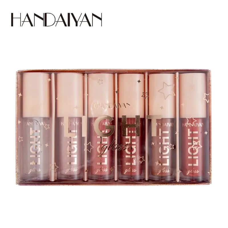 6 PCS Lipgloss Set Liquid Lip Stain Makeup for women Non Stick Cup Mirror Light Lip Glosses Long lasting Lip Gloss Kit Cosmetics