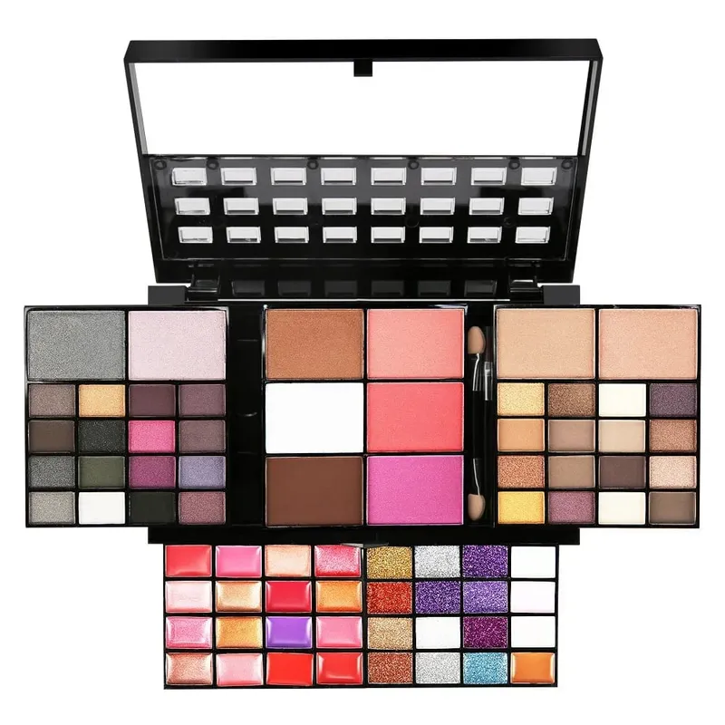 74 Warna Eyeshadow Lip Gloss Kit Makeup Profesional Mutiara Matte Concealer Tray Flash Lipstik Wanita Kosmetik Kotak Hadiah — image 1