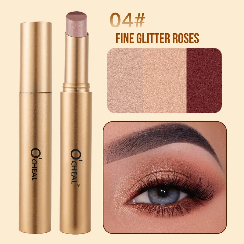 Bâton d'ombre à paupières nacré mat 3 couleurs, imperméable, brillant Durable, maquillage pour les yeux fumé, cosmétiques, bâton d'ombre à paupières longue durée — image 9