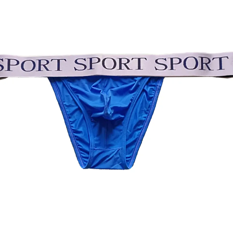 Sissy Men lodowy jedwab miękki woreczek na trąbkę figi seksowna bielizna etui wygodne cienkie oddychające niski wzrost Mini figi bielizna — image 2