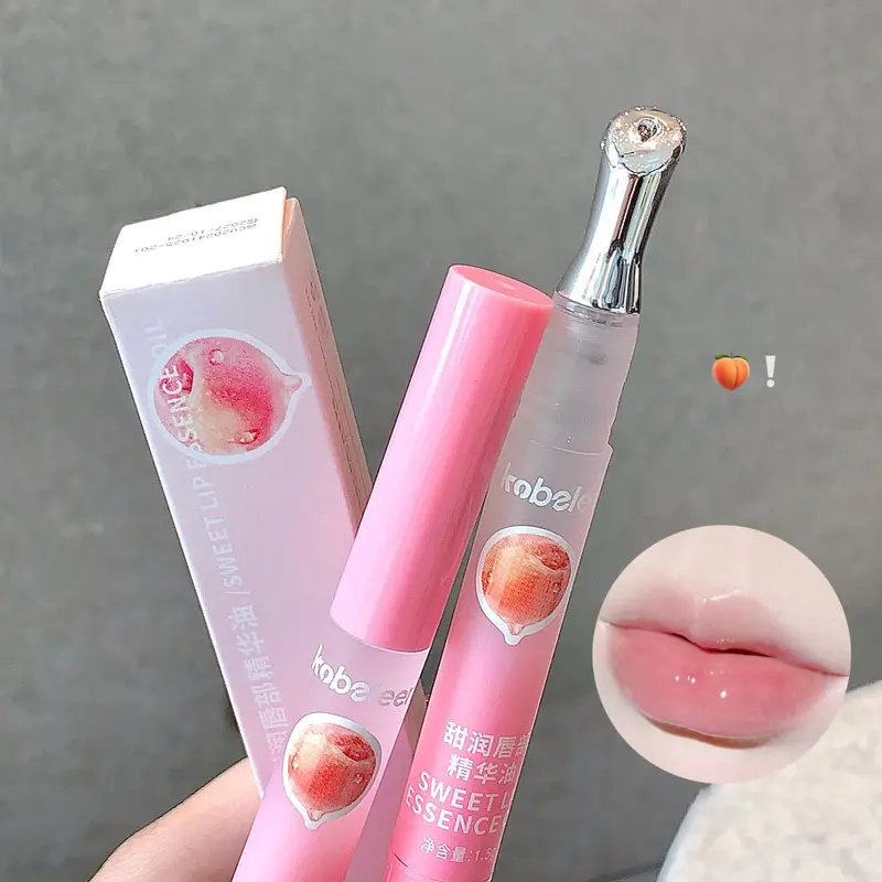 Peach Lip Oil Hydrating Mirror Lip Gloss Moisturizing Non-sticky Lip Tint Lips Plumper Autumn and Winter Lips Care Serum Primer — image 2