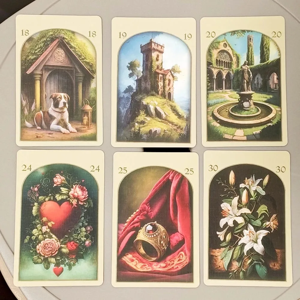 Dicetak pada Kad Stok Timbul Dua Timbul 350GSM Zaman Pertengahan Lenormand Oracle Deck 9*6sm Kad 36 Keping — image 1